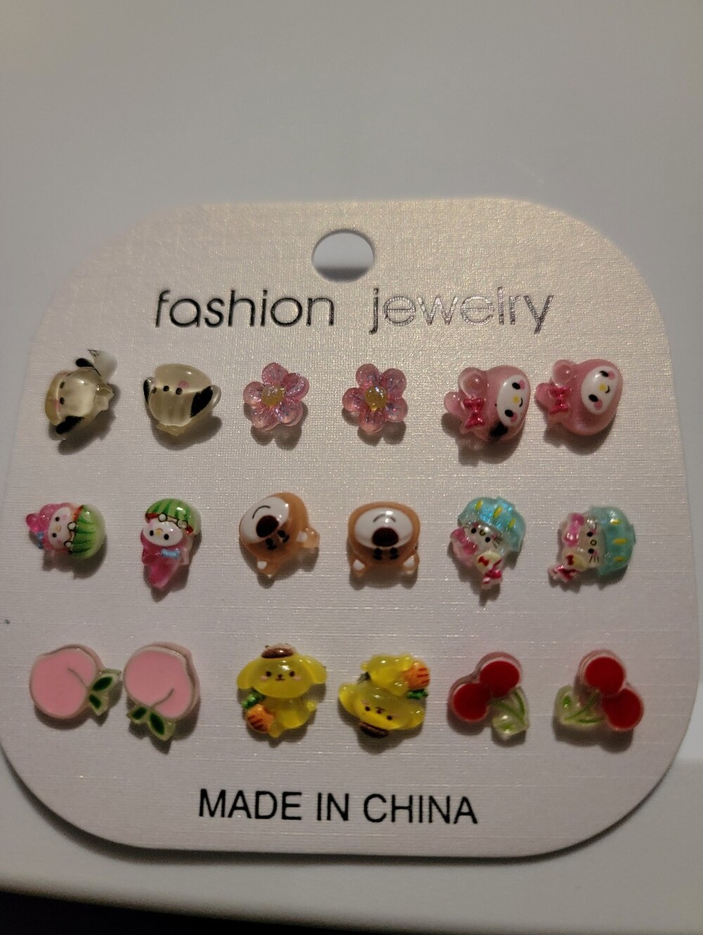 Fashion Jewelry Kids Multi-Color Cute Character Stud Earring Set